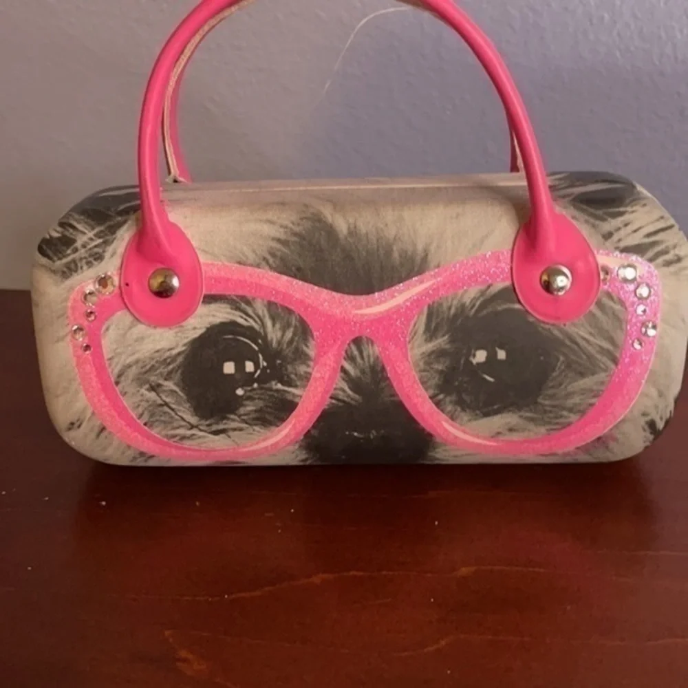 Justice glasses 2 pairs of girls sunglasses and dog case Pink